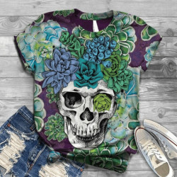 T-Shirt motifs tête de mort colorées et fleuries - 7 modèles au choix