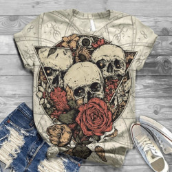 T-Shirt motifs tête de mort colorées et fleuries - 7 modèles au choix