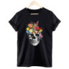 T-shirt crâne avec Papillons et Fleurs colorées - 9 modèles au choix !