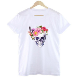 T-shirt crâne avec Papillons et Fleurs colorées - 9 modèles au choix !