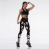 Legging Fitness imprimé tête de mort blanche 3D pour femme vue coté