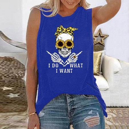 Tshirt motif tête de mort I Do What I Want Femme - 7 couleurs au choix