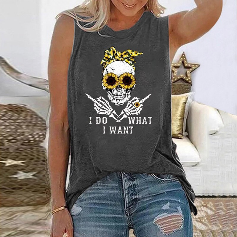 Tshirt motif tête de mort I Do What I Want Femme - 7 couleurs au choix
