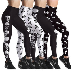 Leggings taille haute motif tête de mort en 3D pour femme - 6 modèle différents