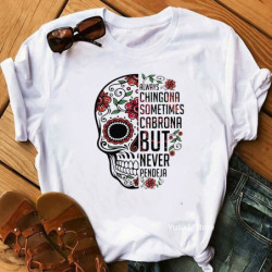 T-Shirt tête de mort Santa Muerte à fleurs et Roses pour Femme !