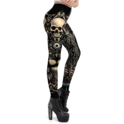 Leggings taille haute motif tête de mort Steampunk pour femme modèle 2