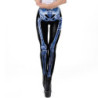 legging de Fitness avec squelette en os bleu brillant imprimé 3D pour femme vue face