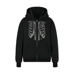 Sweat à capuche à motif squelette cage thoracique avec cœur pour femme
