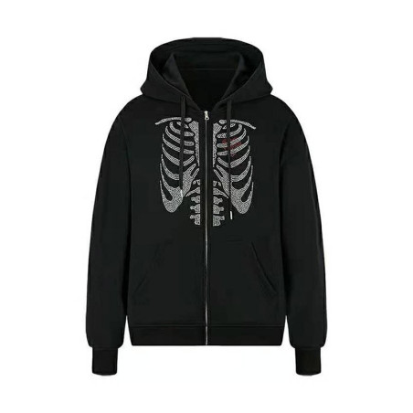 Sweat à capuche à motif squelette cage thoracique avec cœur pour femme