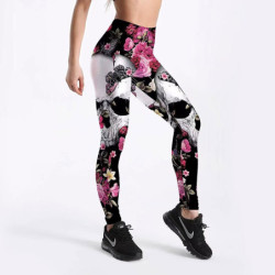 Magnifique Leggings taille haute motif tête de mort en 3D pour femme