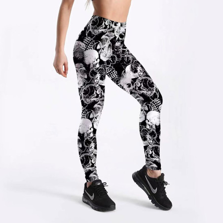Leggings taille haute motif tête de mort en 3D - 6 modèle différents!