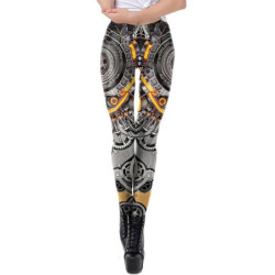Leggings taille haute motif tête de mort Steampunk pour femme !
