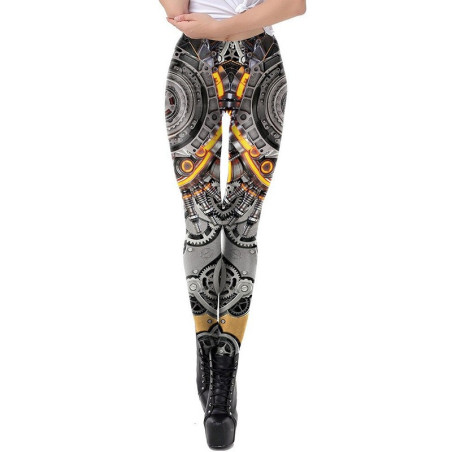 Leggings taille haute motif tête de mort Steampunk pour femme !