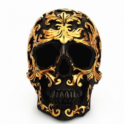 Crâne Tête de mort en réside 3D - Crâne Décoratif Doré