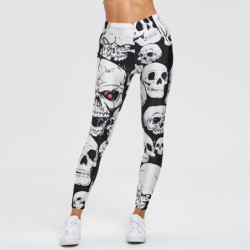 Magnifique Leggings de Fitness taille haute pour femmes imprimé tête de mort