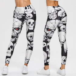 Leggings de Fitness taille haute pour femmes imprimé tête de mort