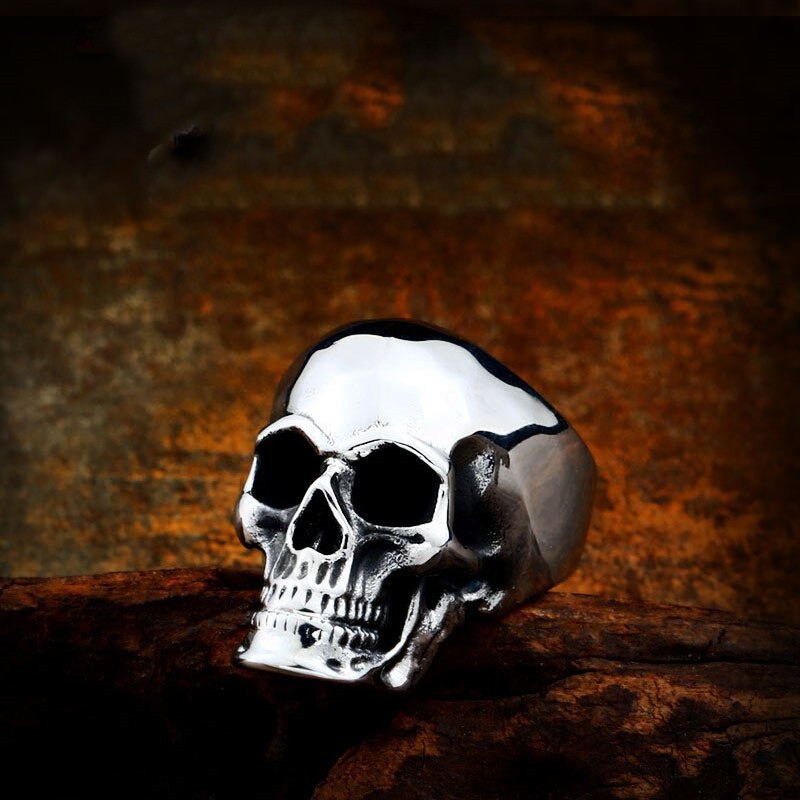 Bague acier inoxydable 316L avec bouche squelette qui bouge! Ou pas.
