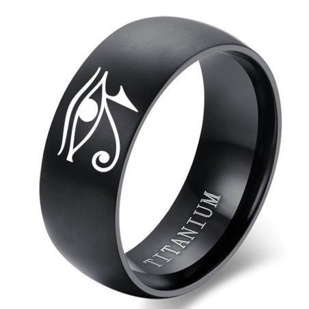 Bague oeil d'horusen titane et acier - nombreux coloris au choix !