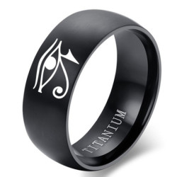 Bague oeil d'horusen titane et acier - nombreux coloris au choix !