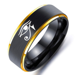 Bague oeil d'horusen titane et acier - nombreux coloris au choix !