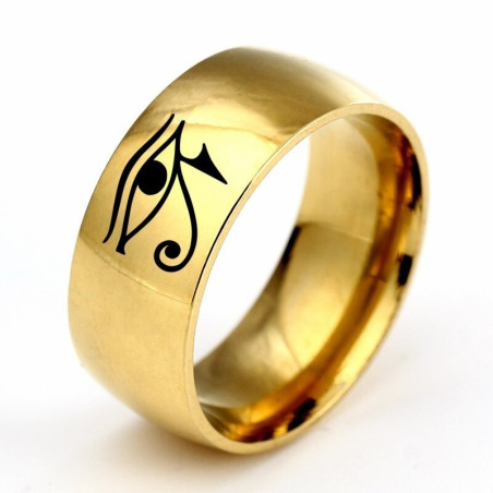 Bague oeil d'horusen titane et acier - nombreux coloris au choix !