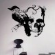 Sticker autocollant mural vinyl Gothique Poétique Tête de Mort et Corbeau