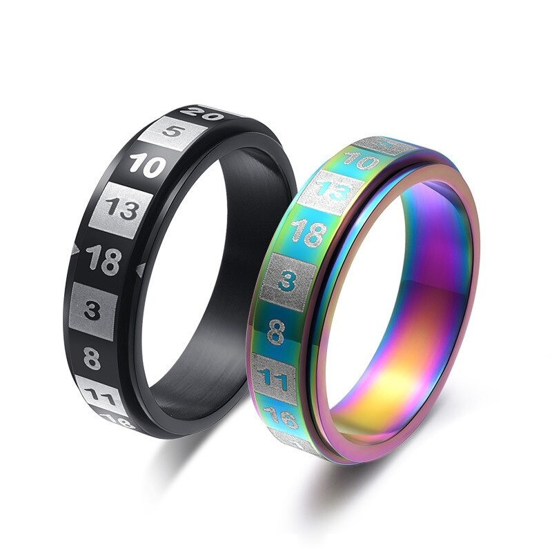 Bague rotative Lucky Number en acier inoxydable