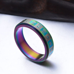 Magnifique Bague rotative Lucky Number en acier inoxydable