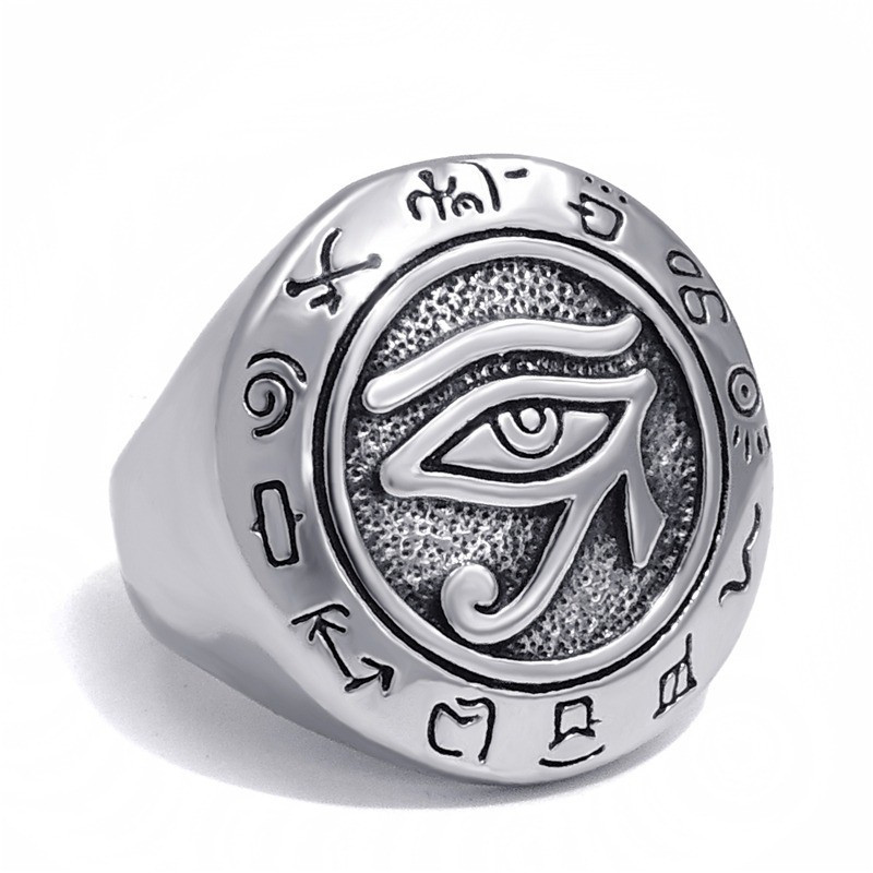 Bague Chevalière motif Oeil d'Horus en acier inoxydable pour hommes