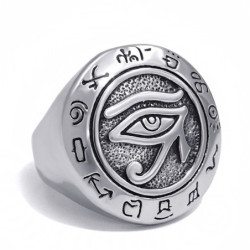 Bague Chevalière motif Oeil d'Horus en acier inoxydable pour hommes