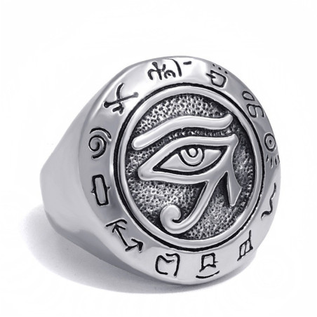 Bague Chevalière motif Oeil d'Horus en acier inoxydable pour hommes