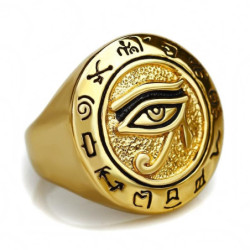 Bague Chevalière motif Oeil d'Horus en acier inoxydable pour hommes