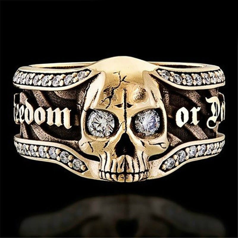Bague motard Tête de mort de couleur or ou argent