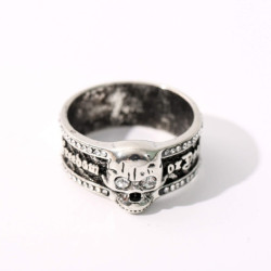 Bague motard Tête de mort avec incrption La liberté ou la mort !