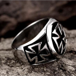 Bague  classique anneau de chevalier Templier - modèle argent