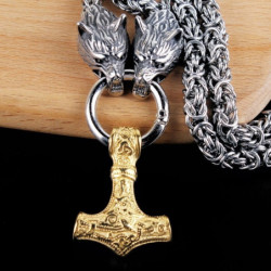 Collier Viking avec pendentif tête de loup