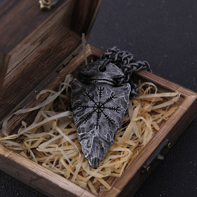 Collier Viking pointe de flêche pierre taillées - 2 tailles - 2 motifs