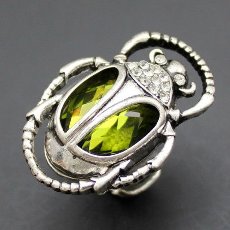 Bague vintage avec pierre pour homme scarabée égyptien - modèle argent vue dessus
