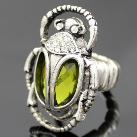Bague vintage avec pierre pour homme scarabée égyptien - modèle argent