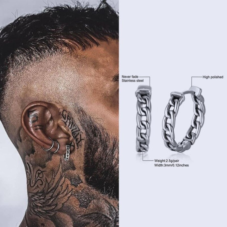 Boucles d-oreille Viking  créoles Viking épaisses en acier inoxydable