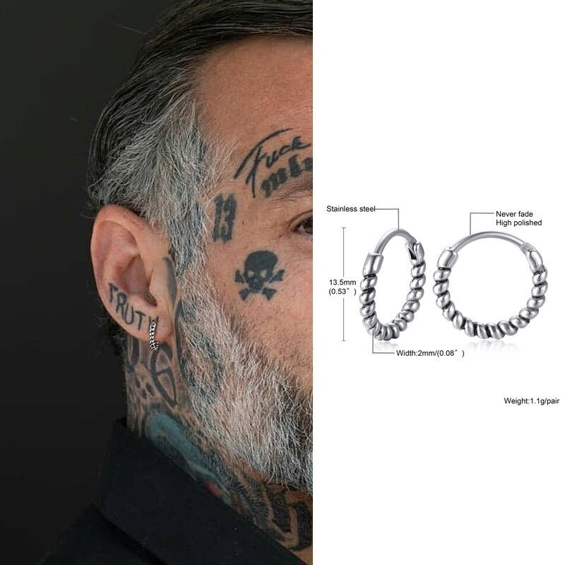 Boucles d-oreille Viking  créoles Viking épaisses en acier inoxydable