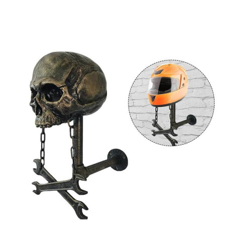 Crâne Porte-casque de moto Tête de mort avec cintre pour veste motard