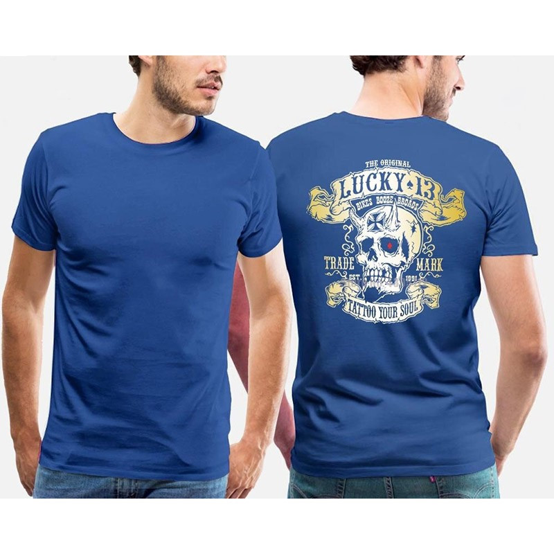 Tshirt tête de mort Lucky 13 à manches courtes pour homme et femme