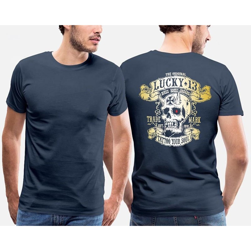 Tshirt tête de mort Lucky 13 à manches courtes pour homme et femme