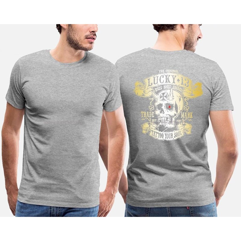 Tshirt tête de mort Lucky 13 à manches courtes pour homme et femme