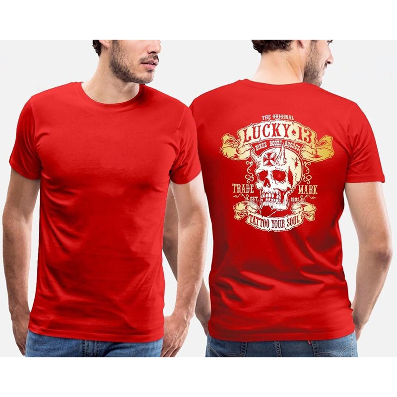 Tshirt tête de mort Lucky 13 à manches courtes pour homme et femme