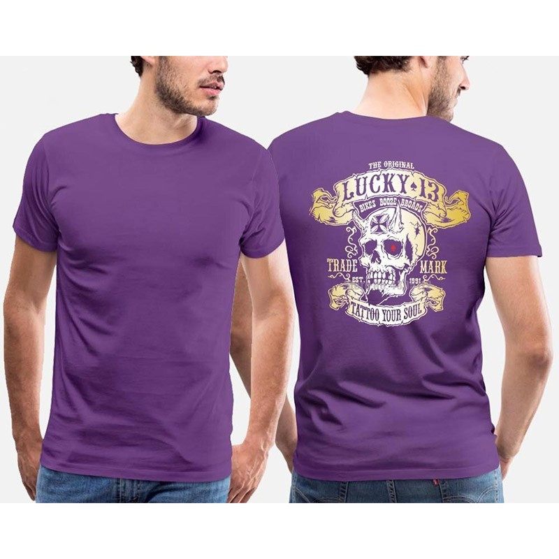 Tshirt tête de mort Lucky 13 à manches courtes pour homme et femme