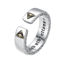 Bague ouverte rétro oeil d'horus pour homme