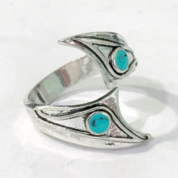 Bague triangulaire Turquoise oeil d'horus pour hommes et femmes