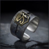 Bague ajustable rétro couleur or et argent Oeil d'Horus Oeil oudjat vue dessus